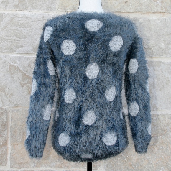 SOLD Joseph A. Gray & White Fuzzy Sweater Small - Picture 2 of 4